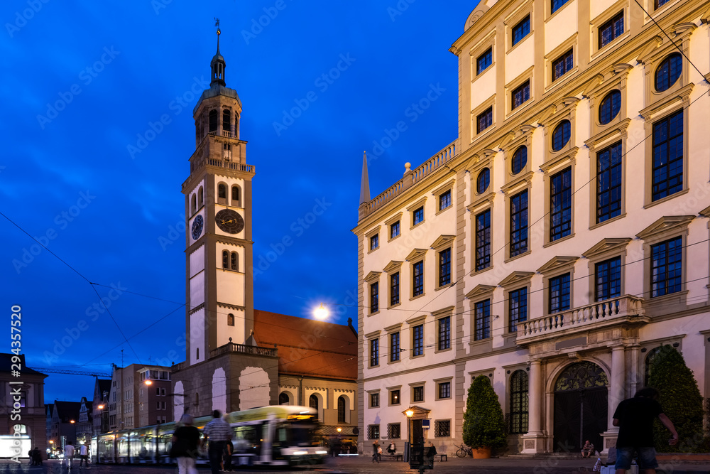 Town Hall Square with Augustus Fountain in front of the Town Hall in the city of Augsburg Town Hall Square with Augustus Fountain in front of the Town Hall in the city of Augsburg