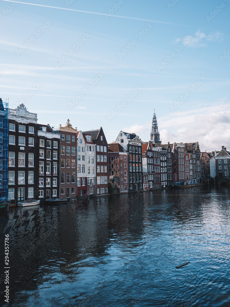  The iconic rows of houses near the water in Amsterdam.