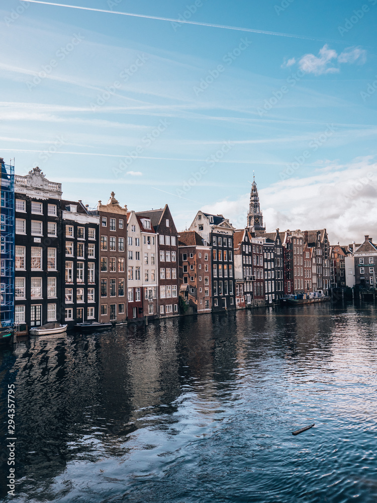  The iconic rows of houses near the water in Amsterdam.