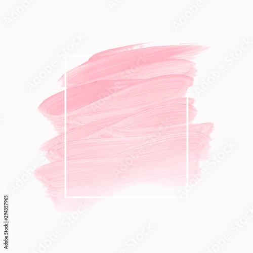Logo brush painted watercolor background design vector over square frame. Perfect make-up design for logo and sale banner. 