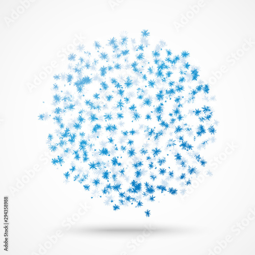 White blue snowball from snowflake vector illustration isolated on white background. Winter and Christmas symbol.