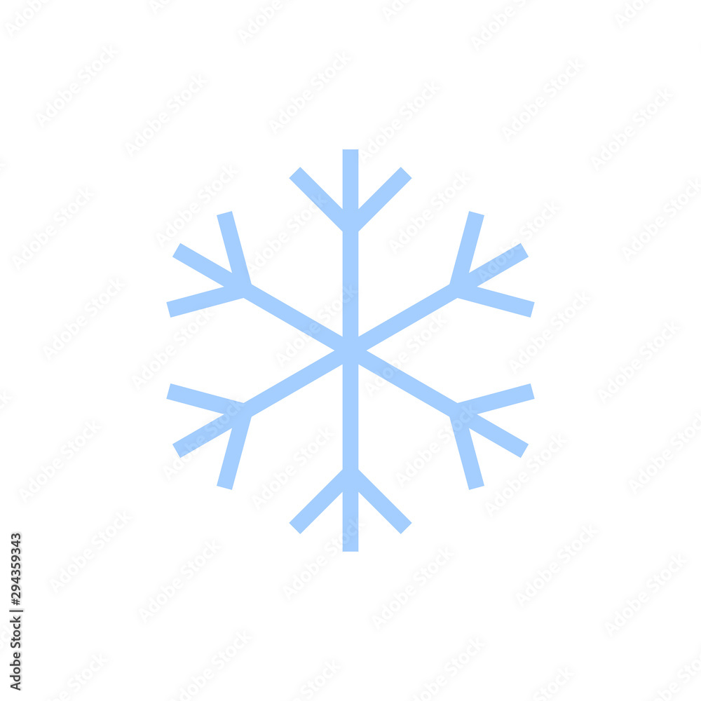 Snowflake icon. Blue silhouette snow flake sign, isolated on white background. Flat design. Symbol of winter, frozen, Christmas, New Year holiday. Graphic element decoration. Vector illustration Snowflake icon. Blue silhouette snow flake sign, isolated on white background. Flat design. Symbol of winter, frozen, Christmas, New Year holiday. Graphic element decoration. Vector illustration