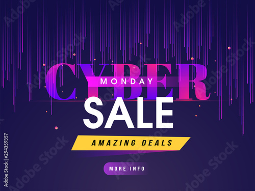 Website sale poster design with amazing deals and offers for Cyber Monday sale.