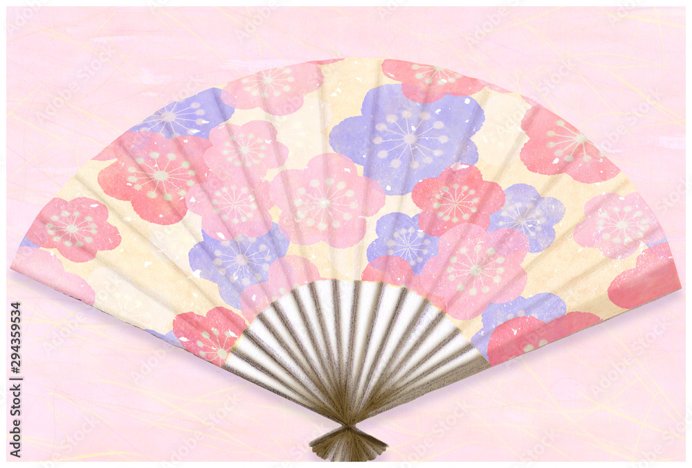 カラフルな梅模様の黄色い和風扇子 ピンク Stock イラスト Adobe Stock カラフルな梅模様の黄色い和風扇子 ピンク Stock イラスト Adobe Stock