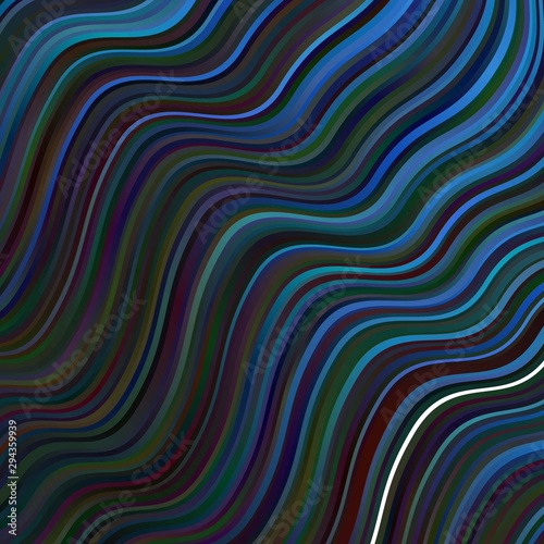 Dark BLUE vector pattern with lines. Colorful geometric sample with gradient curves. Pattern for ads, commercials.