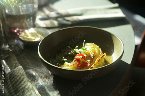 Roasted cabbage with chili pepper