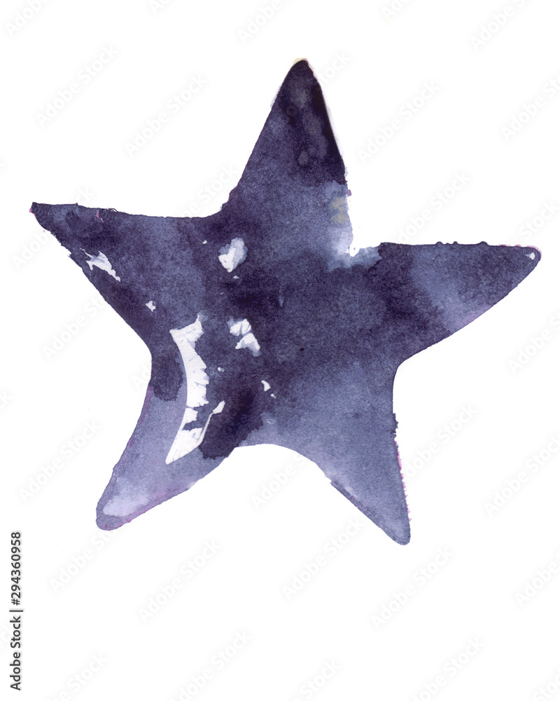 Indigo blue star. Isolated object, watercolor drawn. Design for creating patterns and backdrops. Indigo blue star. Isolated object, watercolor drawn. Design for creating patterns and backdrops.
