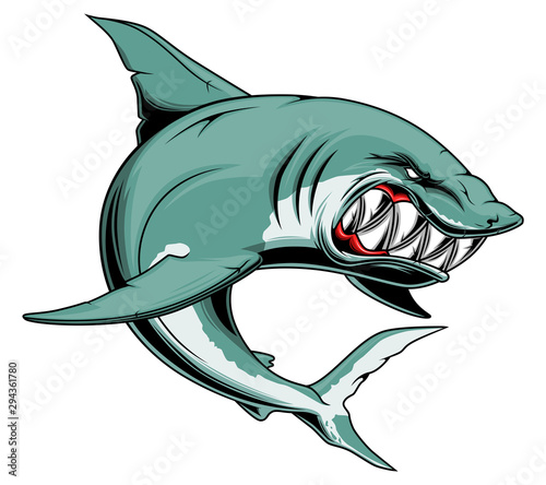 Angry shark with sharp teeth