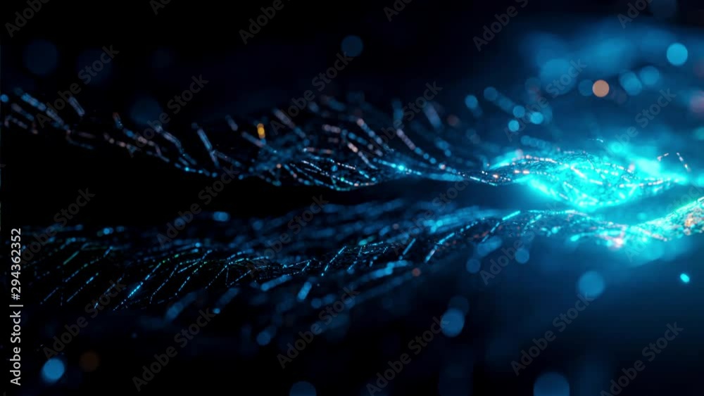 Abstract motion background, Heat waves that look like green-blue fiber and projections seamless loop.