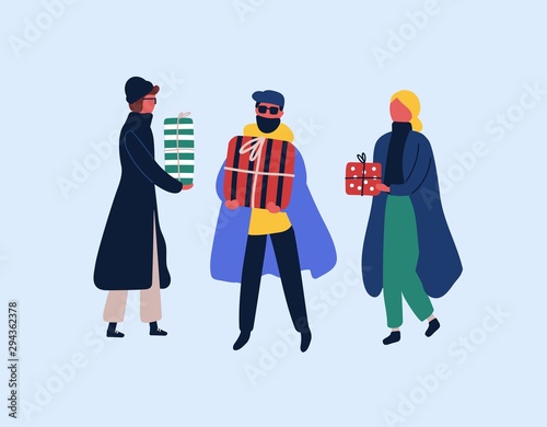 Christmas presents buying flat vector illustration