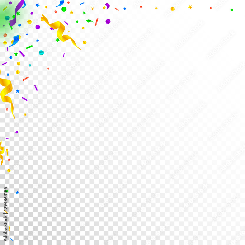 Streamers and confetti. Festive tinsel and foil ri