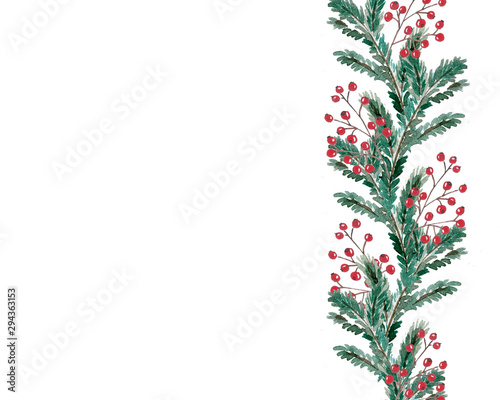 christmas background with fir branches and balls