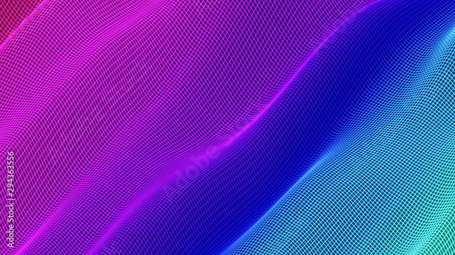 Abstract colorful wavy background in bright rainbow colors.