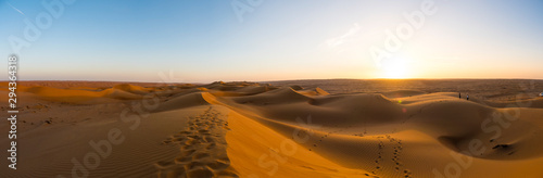 Middle East, Arabia, Sultanate of Oman, Al Raka, sand dunes of the Rimal Al Wahiba desert, in the evening light
