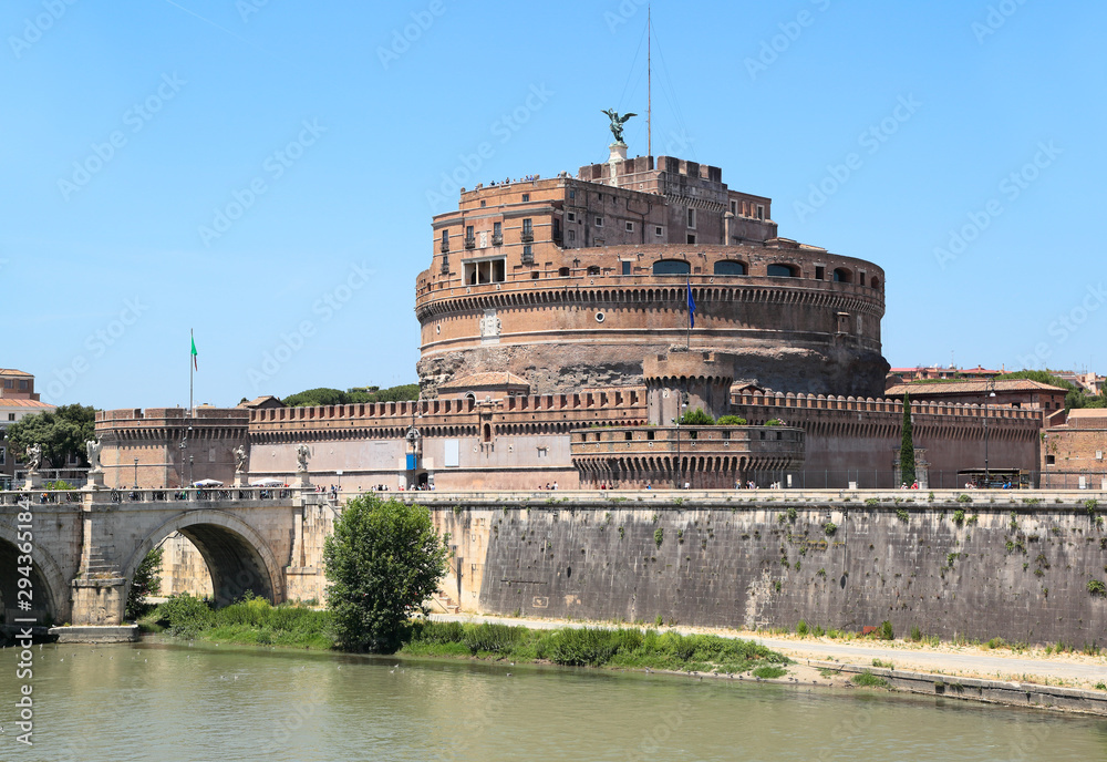 Castel Sant'Angelo on the Tiber River, originally built by the Emperor Hadrian as his mausoleum, Rome - Italy