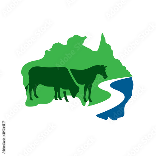 Cow and Horse Logo, Australia Map