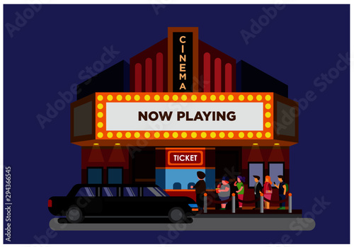 movie premiere in cinema theater flat illustration vector