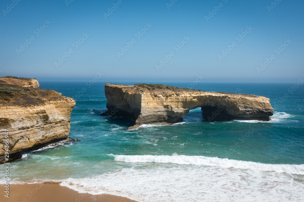Beautiful coast along Great Ocean Road, Victoria, Australia. Natural landscape view, some famous attractions including Twelve Apostles, Loch Ard, The Arch, London Bridge, The Grotto.