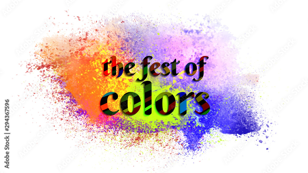 Stylish text The Fest Of Colors on color splash background for Happy Holi celebration concept.