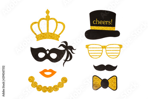 Party elements with white background. Happy new year concept.