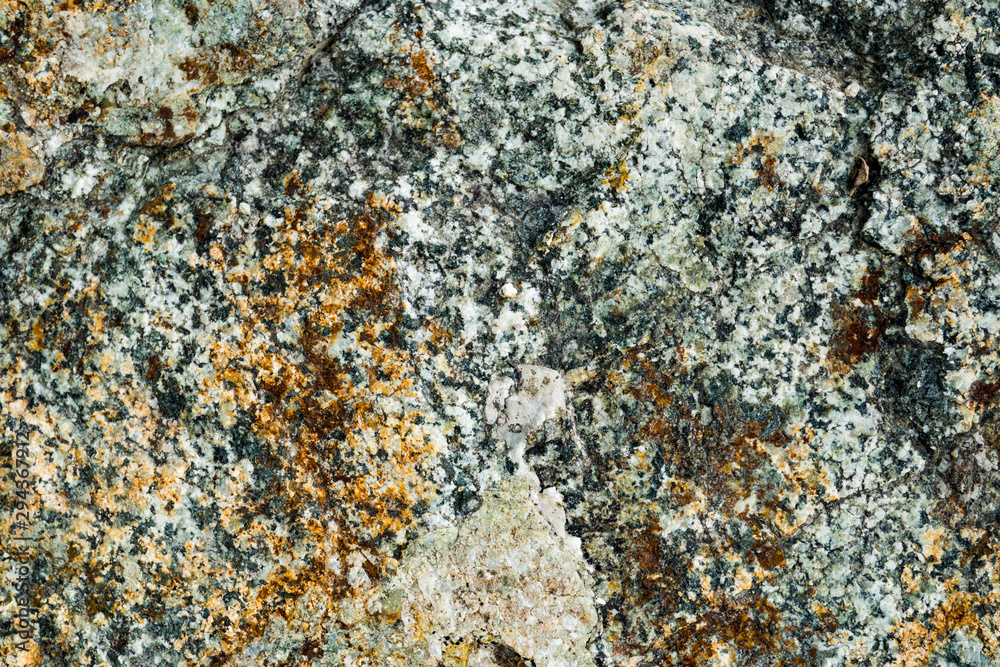 The texture of the stone overgrown with moss. Background image of a boulder The texture of the stone overgrown with moss. Background image of a boulder