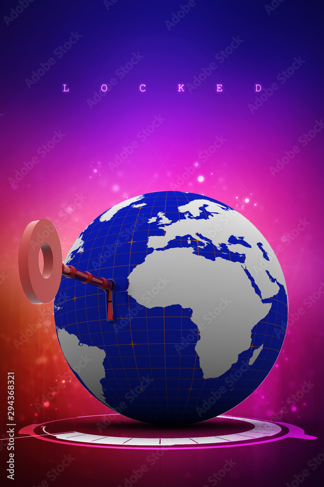 Key to the World.3D illustration Key to the World.3D illustration