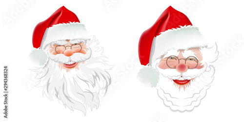 Two Santa Claus on a white background for Christmas design. Vector graphics