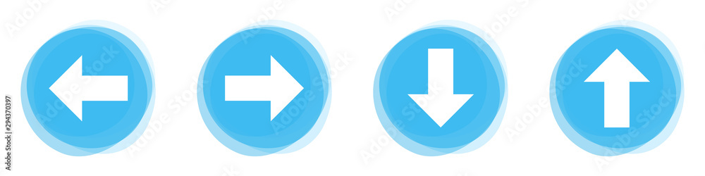 4 Pfeil Icons auf hellblauen Buttons in alle Richtungen 4 Pfeil Icons auf hellblauen Buttons in alle Richtungen