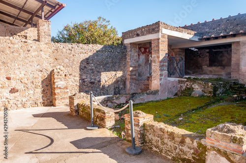 Pompeii  the best preserved archaeological site in the world  Italy. Home interior with garden.