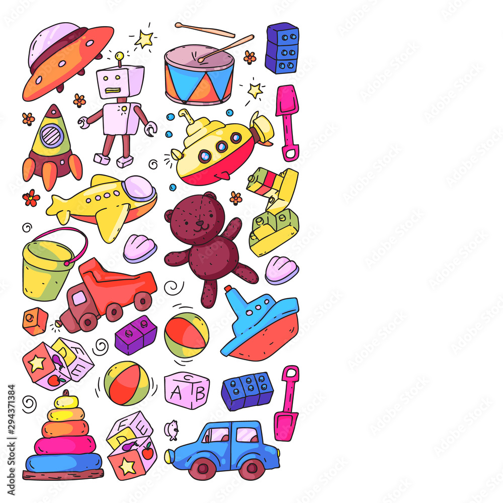 Vector pattern with kindergarten, toy children. Happy children illustration. Vector pattern with kindergarten, toy children. Happy children illustration.