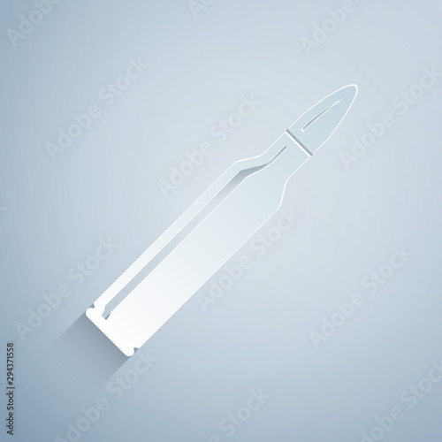 Paper cut Bullet icon isolated on grey background. Paper art style. Vector Illustration