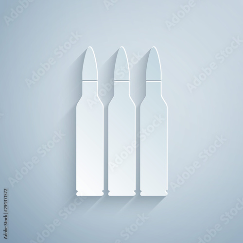 Paper cut Bullet icon isolated on grey background. Paper art style. Vector Illustration