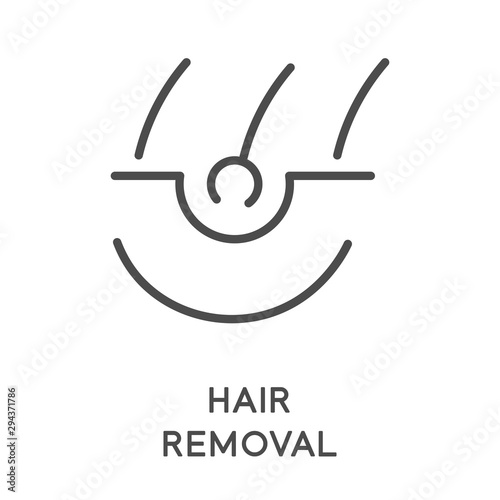 Hair removal, sugaring or waxing, laser and shaving isolated line icon