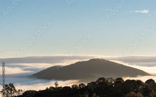 Beautiful landscape in Canberra in early morning. View from Mount Ainslie Lookout, one of the most attraction for visitors and tourists over the world. photo