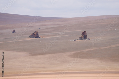 Rock formations in the highlands of Bolivia. Landscape of the Bolivian highlands. Desert landscape of the Andean plateau of Bolivia