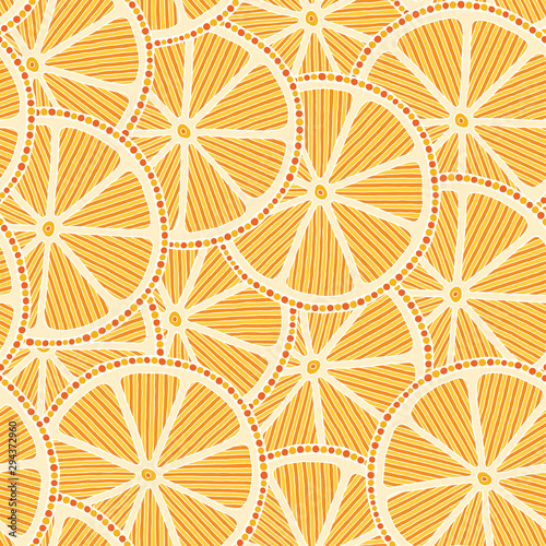 Oranges slices seamless pattern.