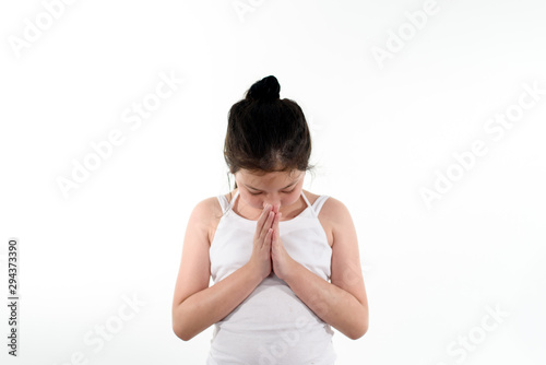 Young girl pray repect photo