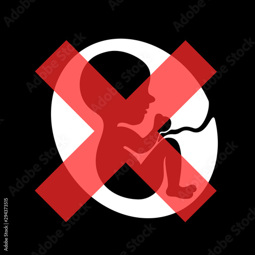 Abortion - fetus, embryo and unborn baby is removed from uterus.  Vector illustration.