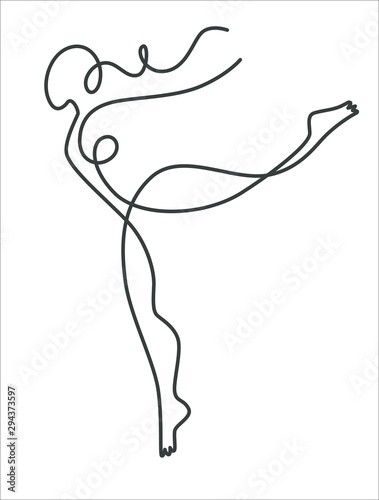 Ballet dancer or ballerina outline drawing, continuous line art