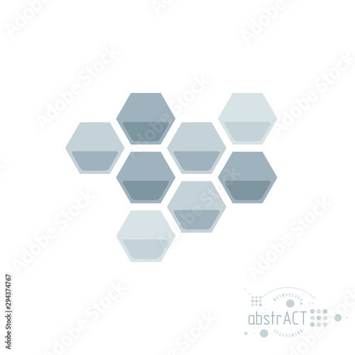 Vector modern geometric artistic graphic composition can be used as template and layout. Abstract technical background with graphic shape, hexagon.