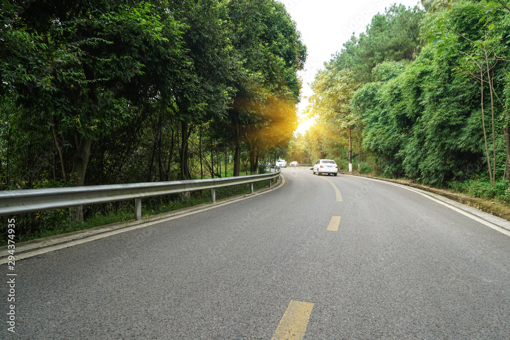 Obraz premium Curved roads in the forest