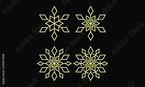 Snow flakes diamonds cut icon set