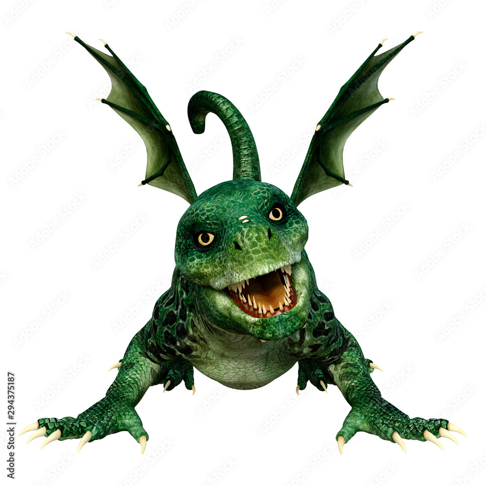 Obraz premium 3D Rendering Fairy Tale Dragon on White