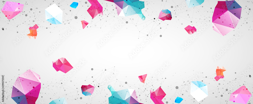 Wireframe background with plexus effect. Futuristic vector illustration.