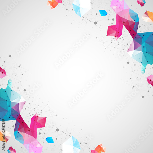 Wireframe background with plexus effect. Futuristic vector illustration.