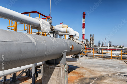 Long heat exchanger at top maintenance site of new refinery plant