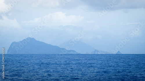 Lipari island in haze background