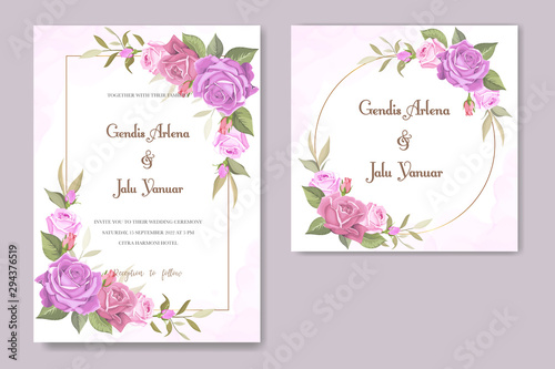 wedding invitation with beautiful floral vector