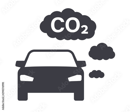 Car CO2 clouds symbol traffic pollution icon