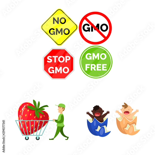 Isolated object of modified and genetically logo. Collection of modified and science stock vector illustration.